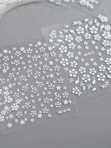 30 miếng dán móng tay hình hoa trắng 3D, hoa trắng đính đá, decal móng tay tự dính 3D, thiết kế nghệ thuật móng tay, hình dán hoa trang trí móng, 30 tờ, dụng cụ làm móng. - trắng - Xem 2