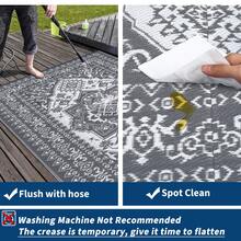 1Pcs Outdoor/Indoor Rug Plastic Straw Area Rug Floral Waterproof PP Tube Woven Picnic Mat For Patio Decor Porch Balcony Picnic Rug - Gray - View 4