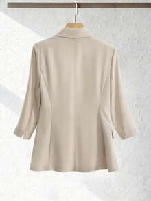 Bộ đồ nữ thường ngày, màu trơn, có lớp lót, dáng rộng, cài cúc đơn, tay lửng 7/8 và quần ống đứng, thích hợp cho mùa xuân. - Màu be - Xem 4