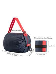 1 Peça Sacola Grande Dobrável de Alta Capacidade, Sacola de Compras Durável, Design Sanfona Retrátil, Formato Redondo, Portátil com Alça de Ombro, Adequada para Compras, Viagens, Dobra em Mochila - Multicolorido - Visão 5