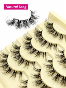 5 Pairs Rikuaild Natural Looking Fluffy False Eyelashes, Transparent Stem For Daily Wear, Suitable For Dates, Parties, Travel - 自然纖長款 - 查看 3