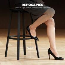HOMCOM Juego de 2 Taburetes de Bar, Taburetes Altos de Cocina con Respaldo y Reposapiés, Tapizados de PU, Asiento de 75,5 cm de Altura, Fácil Montaje, Estilo Industrial - Negro - Ver 4