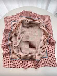 1pc Women's Luxury Elegant Fashion Polka Dot Print 27.6"X27.6" Silk Bandana Scarf, Spring Accessory - Multicolor - View 2