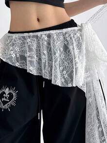 تنورة وسط بتصميم نجمي غير متماثل من الشبك والدانتيل، تنورة متدرجة بكشكشة في الأسفل، مناسبة للتصوير والكوسبلاي والديكور اليومي وعيد الحب وملابس البنات - متعدد الألوان - مشاهدة 9