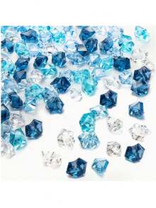 100/200/500颗多色亚克力假钻石、碎冰块、塑料冰块、岩石钻石晶体、宝石，适用于派对装饰、花瓶填充、摄影道具、DIY仿冰块工艺材料、透明彩色亚克力石，可用于鱼缸、玻璃装饰、手工材料 - 彩色 - 查看 7