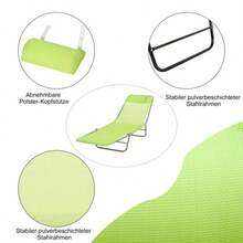 Sun Lounger, Garden Chaise Longue, Relaxation Lounger, 4 Colours, Folding Beach Lounger, Two-Legged Lounger For Garden And Balcony - 青檸色 - 查看 7