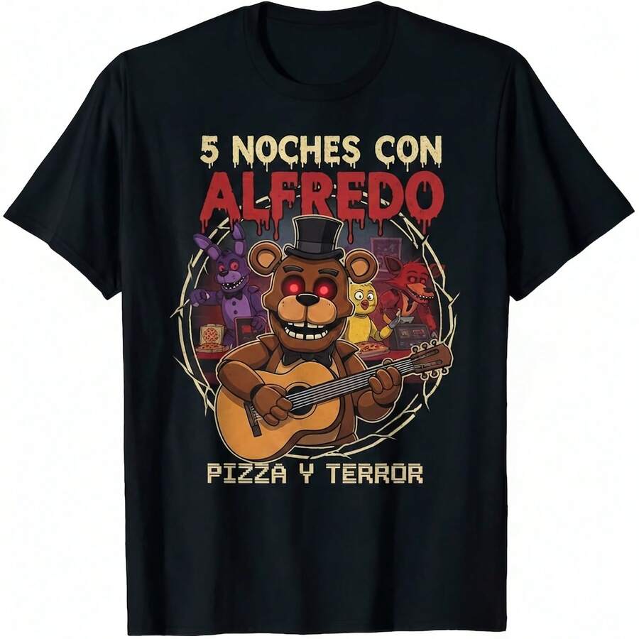 T-Shirt FNAF 5 Noches Con Alfredo Pizza Y Terror Pour Fan De Jeu - 款式3 - 查看 1