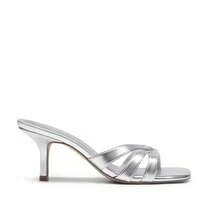Women Crisscross Strap Kitten Heeled Sandals Fashionable Casual Slip-On High Heel Mules Comfortable Party Wedding Dress Shoes - 銀色 - 查看 8