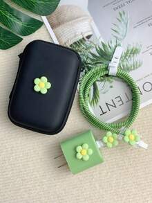 6pcs Minimalist Floral Design Cable Protector Set, Gift For 20W Apple Charging Cable - Multicolor - View 10
