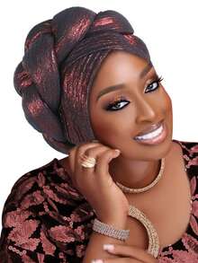 1pc Shiny Woven Headwrap, African Style 3D Twist Design, Multi-Color Options, Unique Vibe For Party & Daily Wear Hair Sleep Cap Sleep Bonnet - Multicolor - View 6