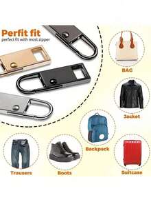 4pcs Detachable Metal Zipper Pulls, Zipper Replacements (Upgrades), Detachable Zipper Pulls Suitable For Luggage, Clothing, Jackets, Backpacks, Boots, Wallets, Coats - Anti-Theft Deterrent - Secure Zipper - Zipper Pull Replacement Parts - Multicolor - View 8