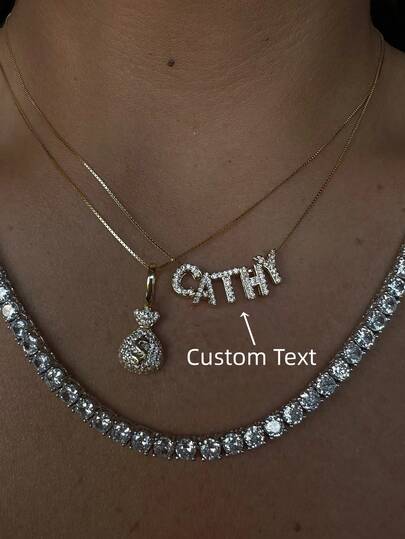 1pc Minimalist Cubic Zirconia Gold Initial DIY Necklace, Customized Simple Letter Name Necklace, Stainless Steel Personalized MAMA Pendant Necklace, Fashionable, Autumn, Minimalist, Casual, Vintage Coin Customized, Unique Gift For Girlfriend, Mom, Family, Friend, Daughter, Anniversary, Valentine's Day, Mother's Day, Birthday, Graduation, Daily Wear, Wedding, Party