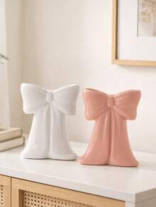 1 pieza Jarrón con decoración de lazo, jarrón grande con diseño de cinta adorable, adecuado para decoración del hogar, centro de mesa de la sala de estar, estantería del dormitorio y exhibición de regalos - Multicolor - Ver 4