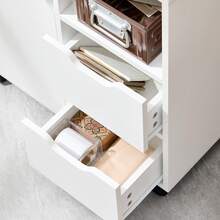 SoBuy FBT105-W, Home Office File Cabinet Printer Stand, Storage Cabinet On Wheels, Side Table End Table - White - View 8