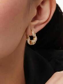 一对优雅的立方氧化锆耳环，适合女性佩戴，可用于婚礼、订婚、周年纪念、派对、情人节等场合。 - 1# - 查看 4