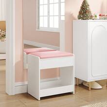 HaluPeit Dressing Table Stool, Soft Padded Vanity Stool, Makeup Chair With Non-Slip Foot Pads For Dressing Room, Bottom Storage, Bedroom, Entryway - Pink - View 1