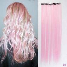 5pcs 22-Inch Wine Red Straight Hair Extensions With Shiny Threads, Thick Straight Hair Pieces Suitable For Women - Multicolor - View 19