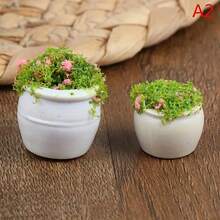微型植物模型成品花盆景观花盆户外花坛绿植，微型花坛花瓶模型户外仿真景观花盆盆栽建筑沙盒微场景装饰花架，适合作为圣诞礼物、角色扮演游戏、生日礼物 - 彩色 - 查看 12