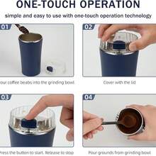 Electric Coffee Grinder, CoffeeBean And Spice Grinder,300w Powerful Power Portable With Heavy-DutyStainless Steel Grind Blades - 藍色 - 查看 9