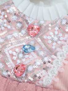 1件宠物服装，小型犬猫服装，适合幼犬、贵宾犬、泰迪犬等，休闲时尚可爱浪漫连衣裙系列，心形亮片婚纱 - 彩色 - 查看 6