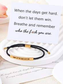 Dont Let The Hard Days Win Bracelet For Women Men, Handmade Braided Adjustable Wrap Stainless Steel Ladies Jewelry To My Daughter/Best Friend Inspirational Gifts - Multicolor - View 2