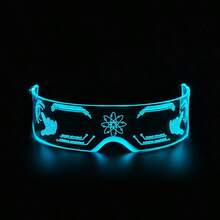 1 Pair Cyberpunk Style LED Luminous Glasses - 7 Color Modes, Hexagonal Lenses, Glowing Party Goggles Suitable For Cosplay, Dance Performance And Holiday Events, Costume Accessories. Futuristic Appearance Glasses For Ladies, Suitable For Night Out, Music Bar, KTV, Birthday Party - Flat Top Design, Integrated Luminous Lenses, Party Decorations, Group Photography, Party Props. - Multicolor - View 18