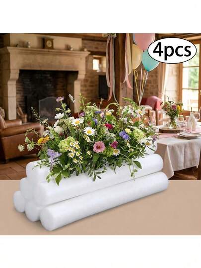 4 st återanvändbara vita högkvalitativa blomskumpinnar - cylindriska frigolitblomhållare, perfekta för gör-det-själv-konstgjorda blomsterarrangemang, bröllopsdekorationer, valv, evenemang, hem- och rumsdekor