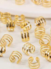 55pcs Y2K Style Women Metal Hair Scrunchies, Braids Hair Rings, Hair Clips Set, Personalized Hair Accessories For Parties - Gold - View 5