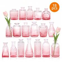 Tomnk 12/18/24/36pcs Glass Bud Vase Set, Small Flower Vase For Centerpieces, Clear/Blue/Pink Bud Vases In Bulk, Mini Vintage Vase For Rustic Wedding Decorations, Mother's Day Decor, Ideal Mother's Day Gift - 彩色 - 查看 4