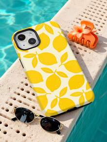 1 件装夏季清新柠檬图案亮面二合一贴膜手机硬壳，兼容三星/兼容 11/12/13/14/15/16/17 Pro Max - 彩色 - 查看 1