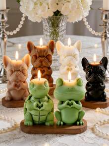 1pc Cute Bulldog & Frog Candle Silicone Mold - Reusable/Easy Demold For Candle/Resin, Birthday/Valentine's/Kids' Day Gifts