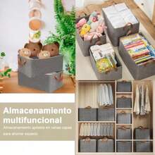 Organizador de Ropa para Closet 2 Piezas Cajas Organizadoras De Tela Con Tapa Y Soporte De Acero Caja De Almacenamiento Plegables Cajones Organizador Organizadores de Ropa y Papeleras para Dormitorio - Gris - Ver 7