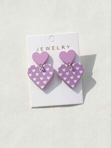 1 Pair Heart & XO Doodle Acrylic Pendant Earrings For Women, Romantic Gift For Date, Wedding, Party - Multicolor - View 5