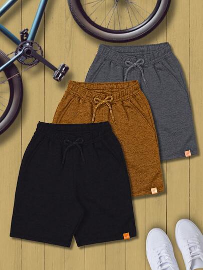 Kit com 3 Bermudas Infantil Menino de Moletom com 2 Bolsos Grandes- Pronta Entrega