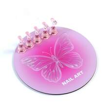 1个心形金属底座美甲练习磁性支架，可用作调色盘，亚克力美甲练习托盘（5个指甲槽） - 粉色 - 查看 8