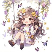 New Swing Girl Cute Cartoon Stickers Romantic Home Wall Stickers Car Stickers Scratch Waterproof. - Multicolor - View 1