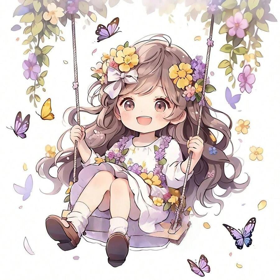 New Swing Girl Cute Cartoon Stickers Romantic Home Wall Stickers Car Stickers Scratch Waterproof. - Multicolor - View 1