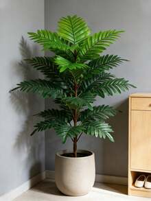 Cây cọ giả nhiều lớp, cao 70cm, 45 lá, kích thước lớn, cây Monstera nhiệt đới, cành cây nhựa Cycas, lá cây xanh, lá cây giống thật, cây Maranta dùng trang trí nhà cửa, sân vườn, tiệc tùng, văn phòng, đám cưới. - màu xanh lá - Xem 4