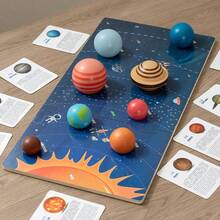 Children's Solar System Eight Planets Cognitive 3D Stereoscopic Puzzle Children's Eight Planets Early Education Toy Puzzle Cognitive Universe Solar System Planets Wooden Matching Board Astronomy Science Popularization Model Children's Interest Cultivation Parent Child Interaction Gift - Multicolor - View 7