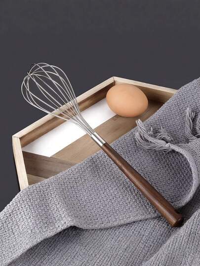 1/2/6pcs Stainless Steel & Wooden Handle Manual Egg Beater & Mixer - No Battery Required, Durable Metal Design, Convenient For Baking And Cooking, Perfect For Whipping And Mixing Ingredients, Manual Egg Beater | Manual Mixer | Sturdy & Durable