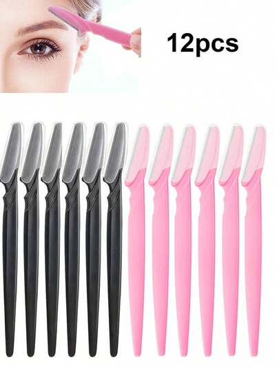 24/12/6pcs Women Eyebrow Razor, Face & Body Hair Trimmer, Shaver, Eyebrow Remover With Cover, Small Grooming Tool Set