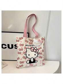 Sanrio 1 Set Hello Kitty Princess Theme Canvas Tote Bag - Durable Canvas Tote Bag & Wallet With Pink Bow And Heart Pattern, Suitable For Party/Daily Use - Multicolor - View 8