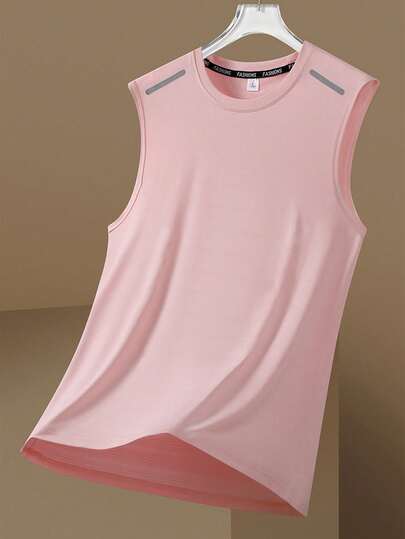 Women's Breathable Quick Dry Sports Tank Top, Contrast Shoulder Stripe Detail For Summer Running & Gym, Reflective Tank, Sleeveless Yoga Shirt