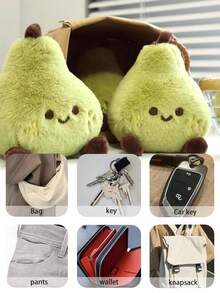 1pc Plush Pear Shaped Backpack Hanging Ornament, Cute Plush Keychain, Keyring, Soft Plush Keychain Accessory, Women Keychain, Small Gift, Birthday Gift, Couple Gift, Event Souvenir, Party Favor, Gift For Friends