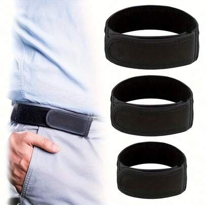 2pcs Unisex Elastic Waist Belt, Invisible Metal Soft Adjustable Side Waist Band, Black Convenient Invisible Adjustable Pants Belt