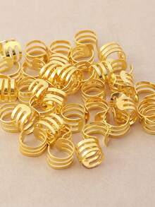 55pcs Y2K Style Women Metal Hair Scrunchies, Braids Hair Rings, Hair Clips Set, Personalized Hair Accessories For Parties - Gold - View 7