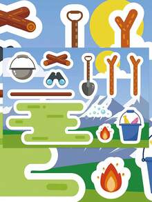 8pcs Cute Camping Cartoon Stickers Fun DIY Craft Kit, Waterproof Decorative Labels For Journal, Water Bottle, Laptop, Scrapbooking - Multicolor - View 7