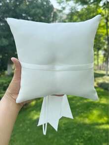 1pc Lace & Pearl Wedding Ring Pillow, White Lace Flower Bow Heart-Shaped Ring Box For Wedding Ceremony