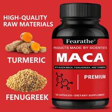 Fearathe Premium Maca - Contains Black Maca, Fenugreek, And Turmeric - Balances Energy - 120 Capsules - 1 Bottle - View 5
