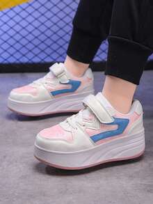 1双儿童带轮运动鞋，4轮滑鞋 - 珊瑚粉 - 查看 10